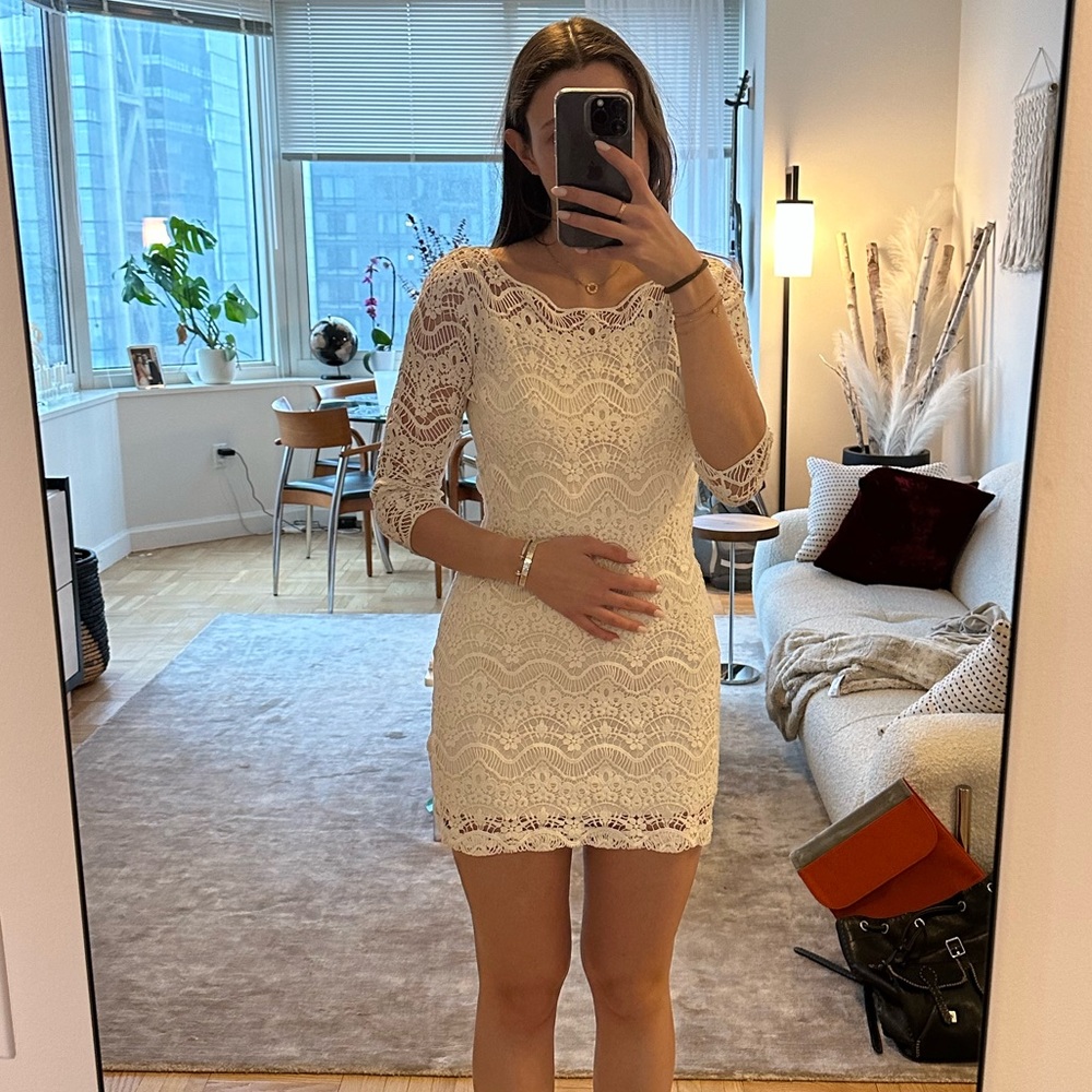 Lauren Mini Dress - Halter Scoop Neck Dress in White